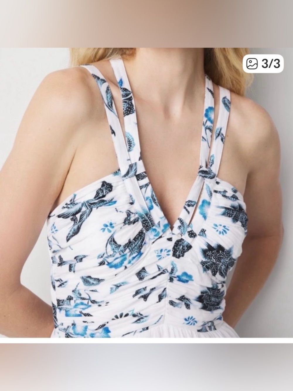 White House Black Market 🆕 White & Blue Floral Maxi Dress size 4 - Picture 3 of 13